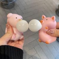 Cartoon TPR Pig Spit Bubbles Pinch Music Vent Toys Squeeze Bubbles Decompression Release Artifact Doll Kid Adult Stress Relief