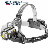 SmilingShark ไฟหน้า K227 Led สีเหลืองไฟฉายคาดศีรษะ P70 5000LM,ไฟหน้าสุดสว่าง USB ชาร์จได้ซูมได้กันน้ำไฟเดินป่าตั้งแคมป์ตกปลา