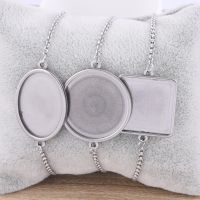 ☬✾ 3pcs Stainless Steel Chain Bracelets Base Blanks Oval Round Square Cabochon Setting Bezels diy bracelets making kit