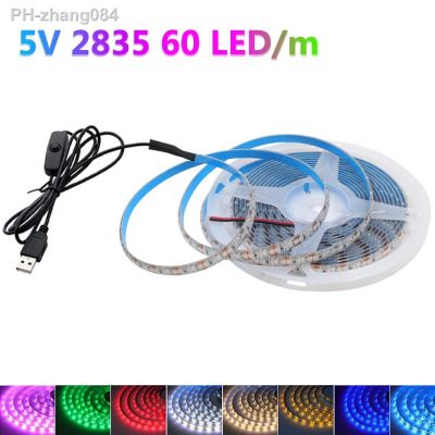 5V LED Strip Lights DIY Lamp 2835 60LEDs/m Flexible LED Tape USB Powered Waterproof LED Ribbon for TV Backlight Home Decoration