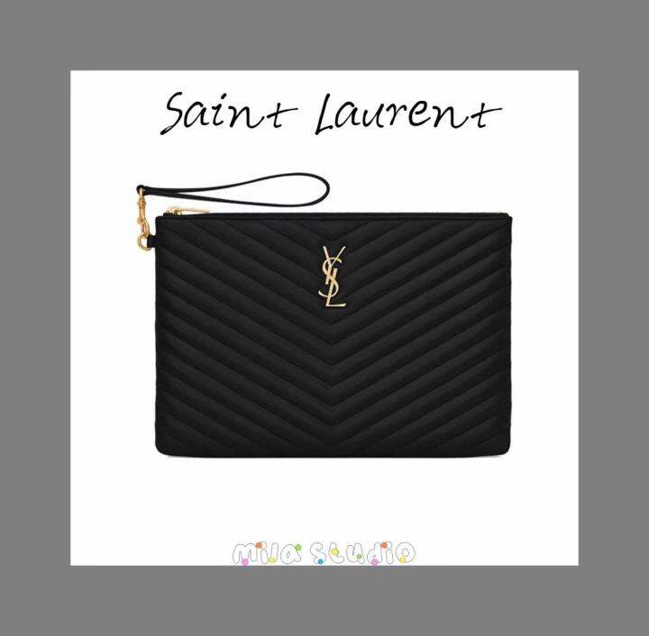 Saint Laurent YSL Monogram Laptop Bag Clutch สีดำ Lazada.co.th