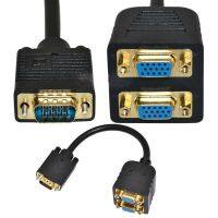 VGA 1 Male Ke Dual 2 VGA Female Converter Adapter Splitter Y Kabel Berlapis Emas 0.25M