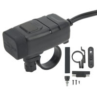 Motorcycle USB Charger Dual Square Phone Fast Charge Adapter with Voltmeter Waterproof 12V