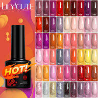 LILYCUTE 7เมตรเล็บเจลโปแลนด์สีแดงที่มีสีสันสำหรับทำเล็บกึ่งถาวรแช่ปิด UV LED ฐานและเสื้อด้านบนเล็บเจลเคลือบเงา