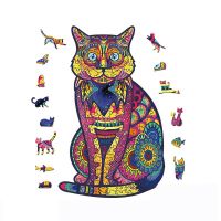 New Cat Puzzle 3D Wood Puzzle Children Wooden DIY Crafts Cartoon Animal Modeling Adults Decompression Jigsaw Puzzles DIY Toys