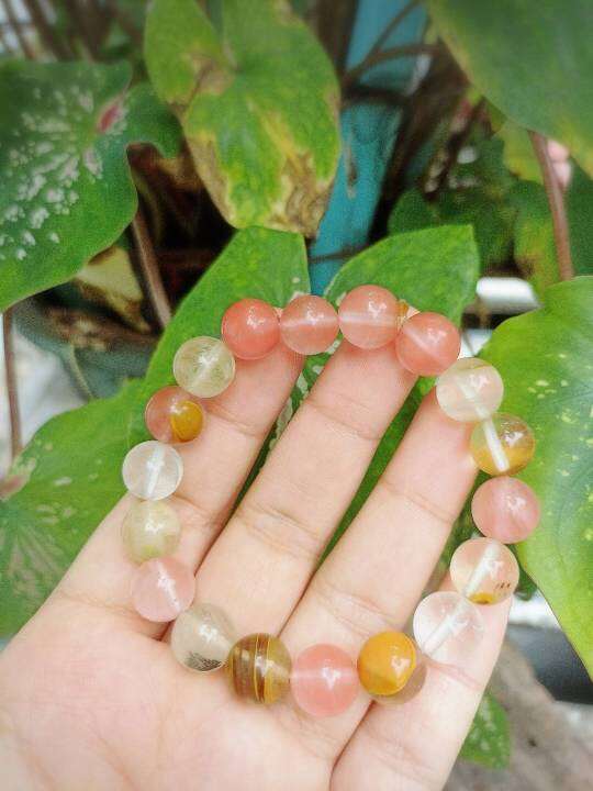 กำไลข้อมือหินคุนไซต์-kunzite-สีโทนส้ม-ชมพู-ขนาด-10-มม