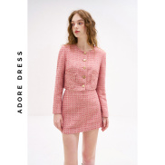 Áo khoác tweed casual style tweed hồng san hô 312TW1057 ADOREDRESS