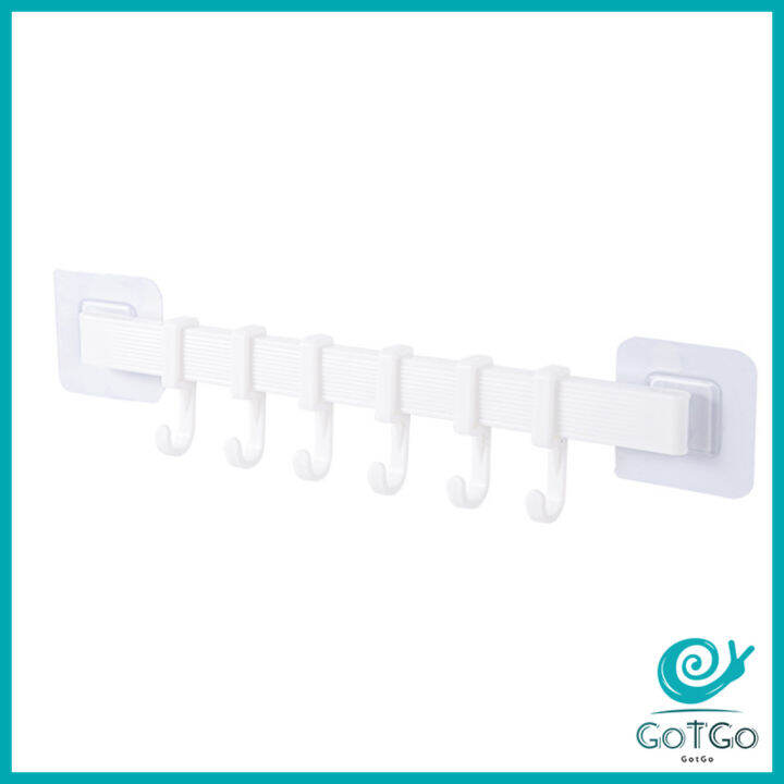 gotgo-ราวตะขอ-พลาสติกอเนคประสงค์-แบบติดแผ่นกาว-ไม่ต้องเจาะผนัง-towel-rack-มีสินค้าพร้อมส่ง