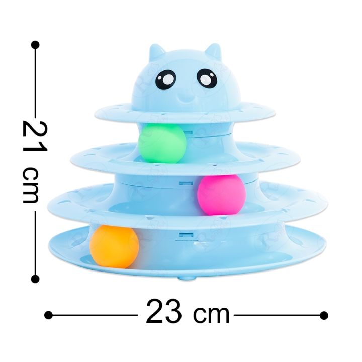 ronghui-รางบอลแมว-ของเล่นรางบอล-ขนาด-23-x-21-cm-ของเล่นแมว-3-ชั้น-ของเล่นเสริมพัฒนาการ-เสริมทักษะ-มี-2-สี-pet-toys-ronghui-pet-house
