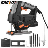 NANWEI 800W 6.7A จิ๊กซอว์ไฟฟ้า3000SPM Variable Speed Jig Saw 6ใบมีดสำหรับไม้พลาสติกตัดโลหะ,45องศา Bevel Cutting, 4 Orbital ชุด,L-Aser Guide L-ED Light,ไม้บรรทัดมาตราส่วน,พอร์ตดูดฝุ่น