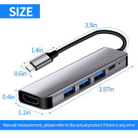 USB C Hub, Pro อะแดปเตอร์ USB C Dongle, 5 In 1 Multiport อะแดปเตอร์เข้ากันได้สำหรับ USB C แล็ปท็อป4พัน HDMI USB3.0 PD ชาร์จอย่างรวดเร็ว