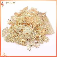 YESHE 50g วัสดุทำมือ กิ๊บติดผม ปิ่นปักผมอุปกรณ์ DIY ลวดลายย้อนยุค คละแบบ ใบผีเสื้อ ดอกไม้โลหะสไลด์