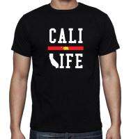 New MenS Printed "Cali Life" California Funny New -Clothing Hip-Hop Simple Splicing Tee Tops Printed T-Shirts S-4XL-5XL-6XL