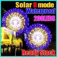 ☾◈☌ tqw198 Outdoor Solar Fireworks Light 200LED lampu Waterproof 8 Modes for Lighting Garden Light Garden Lawn Fairy Light Christmas Light Dandelion Lamp