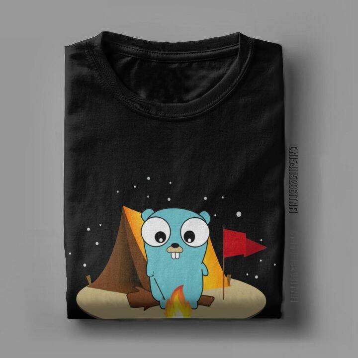 golang-gopher-code-t-shirts-for-men-vintage-pure-cotton-tees-crewneck-classic-short-sleeve-t-shirts-gift-idea-clothes