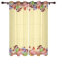 Ice Cream Cake Window Curtains for Living Room Kitchen Valances Curtain Fashion Curtains for Bedroom