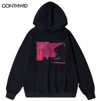 Vintage Men Hoodie Hip Hop Abstract Graphic Lightning Print Washed Hooded Sweatshirt Streetwear 2023 Fashion Punk Goth Pullover