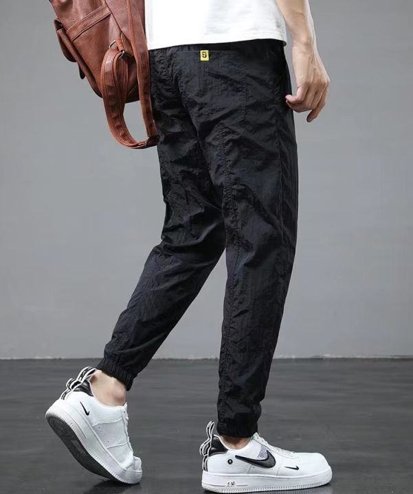 กางเกงขายาวผุ้ชาย-กางเกงวิ่งสีพึ้น-เอวยางยึด-ระบายอากาศได้ดี-กางเกงสปอร์ต-รุ่น398