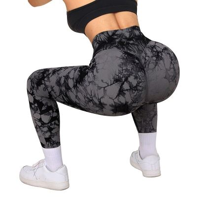 Seamless Tie Dye Yoga Pants Butt Lifting Sports Leggings ผู้หญิงเอวสูง Push Up Tights Workout Leggins Gym กางเกงรัดรูปกีฬาღ