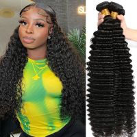 100 Human Hair Deep Wave Bundles Original Human Hair Hair Extension For Black Women 10-30 Inches 100 Percent Raw Virgin Human