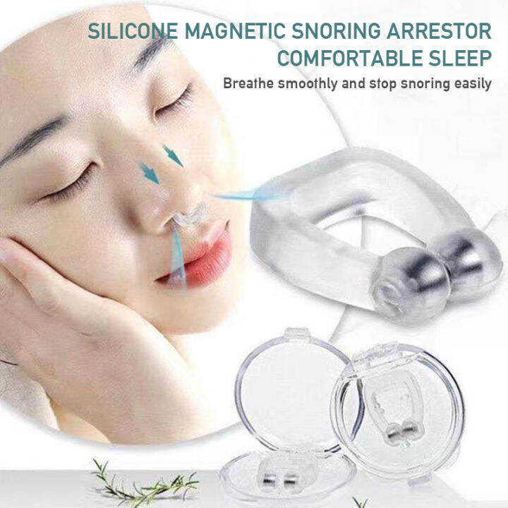 1 4pcs Silicone Magnetic Anti Snore Stop Snoring Nose Clip Sleep Tray