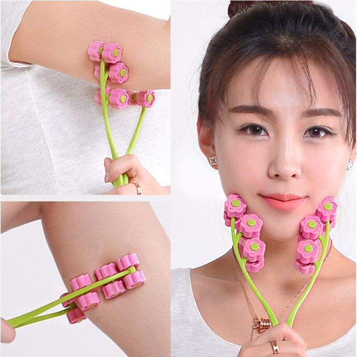 Handheld Flower Shape Slimming Body Massager Roller Lifting Face Cheek Chin Facial Skin Stretch