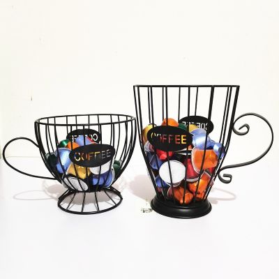 【YF】 Cesta De Armazenamento Cápsula Café Suporte Pod Organizador Vintage Prateleiras Pretas Home Cafe