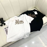 2023 NEW2023ใหม่ Y2K MaxMara จดหมายพิมพ์ผ้าฝ้ายเสื้อยืดแขนสั้นของผู้หญิงเสื้อยืด Tee