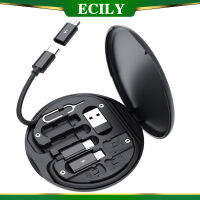 ECILY สายดาต้าที่ชาร์จแบบเร็ว60W 5in 1มัลติฟังก์ชั่หนึ่งไดรฟ์สี่กล่องเก็บของสายชาร์จสายโทรศัพท์มือถือที่ยึดโทรศัพท์มือถืออเนกประสงค์