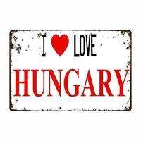 ป้ายดีบุกโลหะฉันรักผับบาร์ตกแต่งฮังการีโปสเตอร์วินเทจย้อนยุคในบ้านคาเฟ่ศิลปะย้อนยุคบ้านติดกำแพงบาร์ผับตกแต่งคาเฟ่วินเทจ8X12 0718