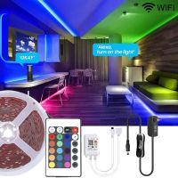 5M-20M Tuya ไฟแถบไฟ LED RGB Wi-Fi อัจฉริยะ12V 5050 SMD 18 Led/m เทป RGB ยnดหยุ่นตกแต่งห้อง Alexa Google Home ควบคุมด้วยเสียง