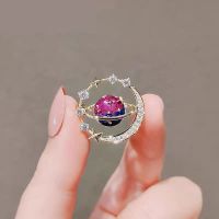 Cute Earth Moon Star Brooch Blue Planet Anti Stray Pin Coat Scarf Brooches Enamel Corsage Pin Jewelry Gift Woman Dress Up Decora