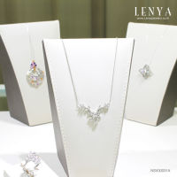 Lenya Jewelry  สร้อยคอเงินแท้ 925 ชุบทองขาว ดีไซน์หรูหรา เลอค่าด้วยการประดับ คิวบิกเซอร์โคเนีย (Cubic Zirconia)