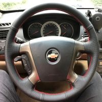 Hand-stitched  Black non-slip Genuine Leather Car Steering Wheel Cover For Chevrolet Epica 2006 2007 2008 2009 2010 2011