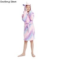 New Winter Flannel Unicorn Bathrobe Baby Kids Girls Unicorn Towels Bath Robes for 2-14Years Children Pyjamas