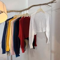 Hot sell Ice ribbon outside sleeve hollow-out knitted shawl female take in air conditioning room shoulder neck pure color reduction of age multi-function lantern sleeve