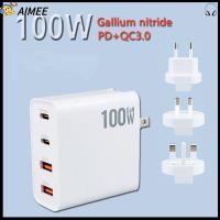 AIMEE โทรศัพท์มือถือสำหรับมือถือ USB-A หมุดพับได้ Pd ชาร์จเร็ว ที่ชาร์จ100W Gan Dual Type C อะแดปเตอร์