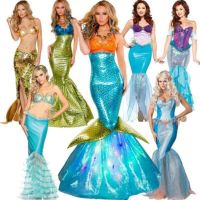 Halloween costume Disney adult cosplay mermaid princess dress sexy wrap chest ds