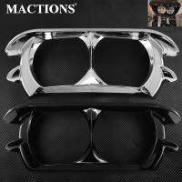 Motorcycle Dual Headlight ABS Fairing Trim Bezel Scowl Cover BlackChrome For Harley Touring Road Glide Customs 2015-2019