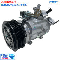 คอมแอร์ โตโยต้า วีออส 2016 ถึง ปัจจุบัน COM0171 สายพาน 6PK Compressor Toyota Vios’16 คอมเพรสเซอร์ แอร์  โซลูน่า  คอมแอร์รถยนต์