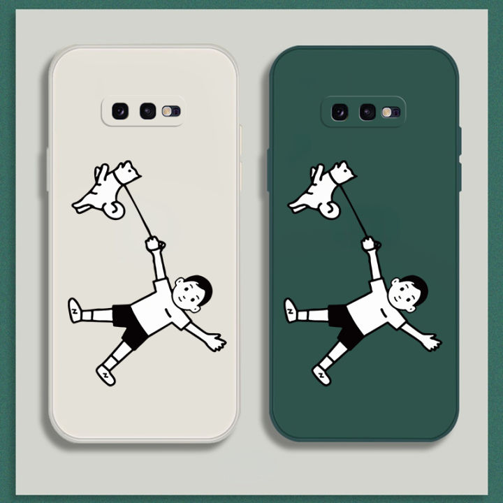 เคส-samsung-galaxy-s10e-case-การ์ตูนด็อก-เคสกันกระแทกซิลิโคนเหลวแบบเต็มรูปแบบต้นฉบับสี่เหลี่ยมจัตุรัสตัวป้องกันกล้องด้านหลัง