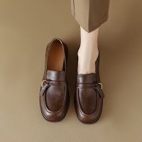 ✣﹊❍ British style soft-soled small leather shoes 2023 new soft leather slip-on loafers versatile round-toe shoes for women beanie shoes