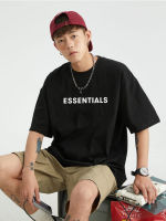 GEMMMA fear of god essentials letter print T-shirt ผ้าคอตตอน 100% เสื้อยืดผู้ชาย ใส่สบายๆ เสื้อยืดสีขาว oversize T0010