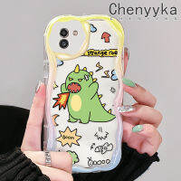 Chenyyka เคสปลอกสำหรับ Samsung A03 M02 A02 A03s F02s ลายการ์ตูนไดโนเสาร์สีเขียวน่ารักลายคลื่นเคสโทรศัพท์โปร่งใสขอบเนื้อครีมมีในสต็อกเหมาะสำหรับเด็กผู้ชายและเด็กผู้หญิงเคสซิลิโคนอ่อนชัดเจนกันกระแทก