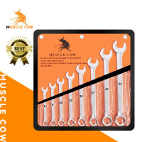 MUSCLE COW ชุดประแจทอร์กซ์ 8 ชิ้น ชุด 8-22 มม. เหล็กแข็ง CR-V (โครเมียมวาเนเดียม) สำหรับงานซ่อมรถยนต์และงานช่างทั่วไป