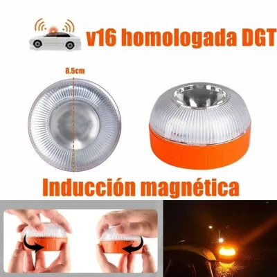 Emergency Light V16 Homologated Dgt Approved Car Help Flash Beacon Light Magnetic Induction Strobe Light Yellow White Waterproof