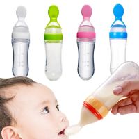 1pc Baby Bottle Style Spoon for Baby Feeding Puree Juices Egg Custard Feeder Press Type Bottle Spoon Infant Kids Nipple Utensils Bowl Fork Spoon Sets