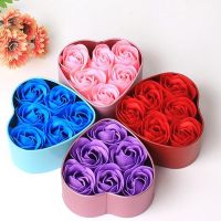 Scented Rose Flower Petal Bath Body Soap Wedding Party Gift Red Pink Blue Purple Paper Soap Artificial Fake Dried Flower