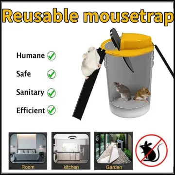 Mouse Trap Reset Automatic Rat And Slide Mice Bucket Humane Lid Safe Flip  Mouse