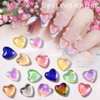 10pcs/lot Nail Art Candy Heart-Shaped Crystal Rhinestone Aurora Makaron Heart Diamond Jewelry Gems Peach Heart Nails Decorations